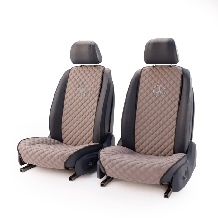 Накидки на сидения Комплект передних бежевых накидок с вышивкой Mercedes-Benz